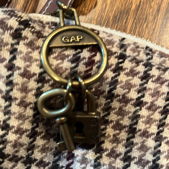 Gap Houndstooth Green Tan Tweed Shoulder Bag Purse - Picture 5 of 8